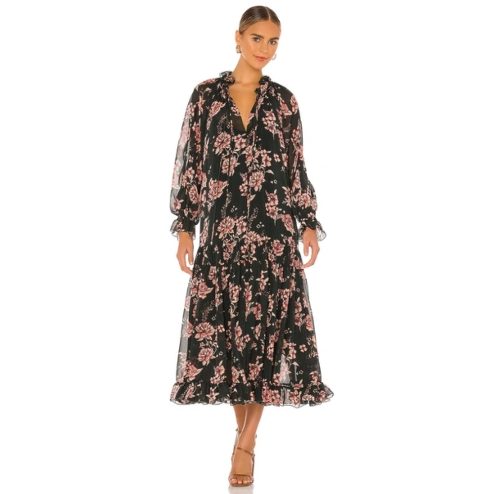 Free People Felling Groovy Maxi Dress Green Combo Floral Print